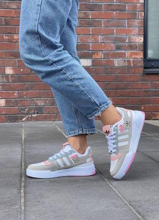 Женские кроссовки adidas forum low beige pink white#адидас5 фото
