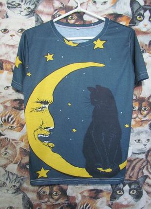Ведьминская футболка луна котик