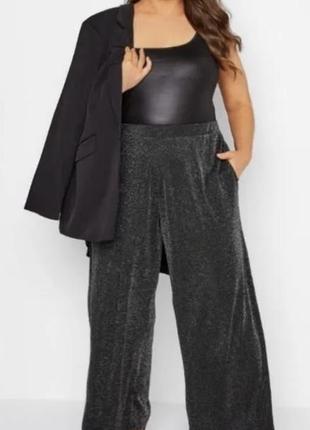 Штани блискучі з люрексом палаццо