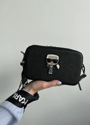 Жіноча сумка з екошкіри karl lagerfeld  чорна на плече сумочка жіноча шкіряна стильна брендова