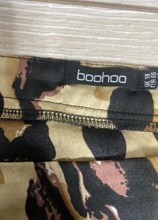 Сатиновая юбка миди в леопардовый принт boohoo, xxxl 54р4 фото