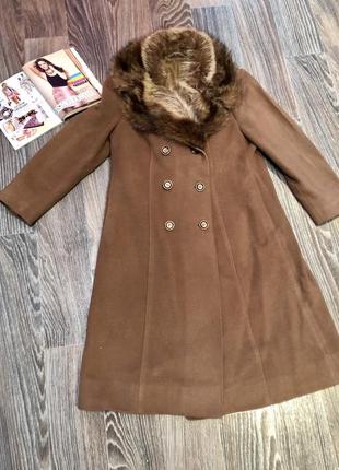 Шерстяное пальто италия. пальто коричневое шерсть.стильное пальто .ретро пальто