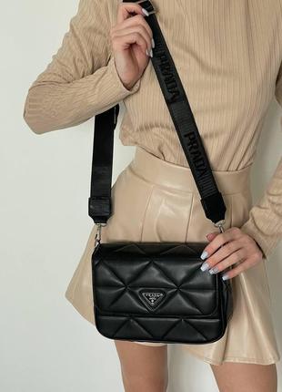 Женский сумка из эко-кожи prada / прада на плечо сумочка женская кожаная стильная брендовая8 фото