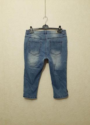 Gina benotti джинсові бриджі сині капрі слім котон середньої щільності шнурівка напівбатал жіночі7 фото