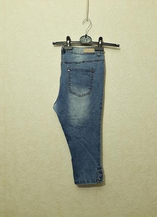Gina benotti джинсові бриджі сині капрі слім котон середньої щільності шнурівка напівбатал жіночі9 фото
