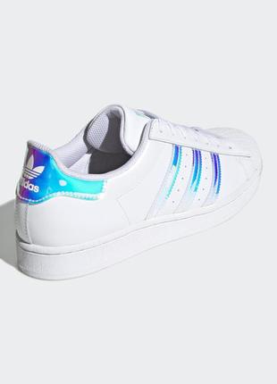 Кроссовки adidas superstar с блестящими голубыми полосками