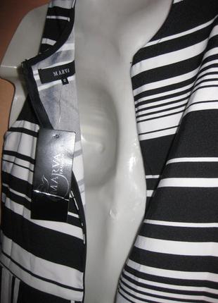 Силуэтное приталенное миди платье черно-белое в полосочку полосатое marva 12uk км17645 фото