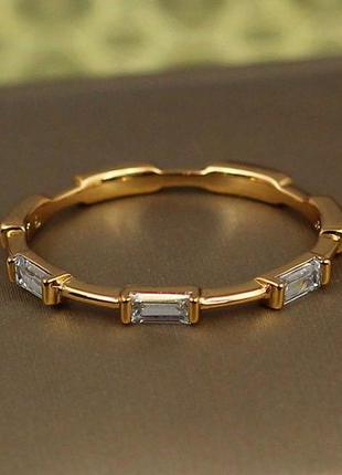 Кільце xuping jewelry сальто з прямокутними каменями по колу р 16 золотисте