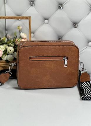Кросбоді, кроссбоді, крос боді, крос-боді коричневий на текстильному ремені, клатч, сумка, сумочка3 фото
