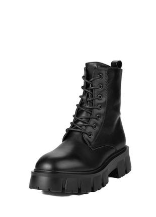 Женские демисезонные ботинки из экокожи невысокие на шнуровке parata черные 39 38 364 фото