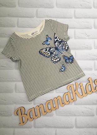 Детская хлопковая футболка для девочки 2 года рост 92 см. фирмы h&m с принтом