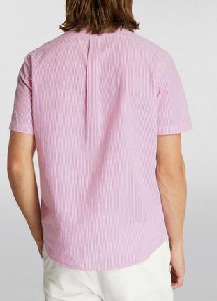 Мужская белая рубашка в розовую полоску polo ralph lauren, короткий рукав, премиум качество, размер s2 фото