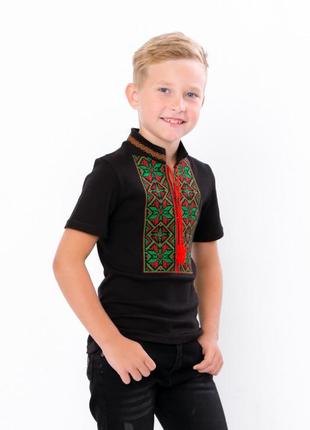 Чорна вишиванка для хлопчика, черная вышиванка для мальчика, вишита сорочка трикотажна, вишита футболка для хлопчика, сорочка для хлопчика2 фото
