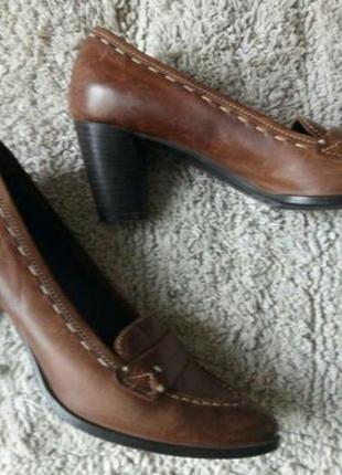 Коричневые кожаные туфли лоферы от maripe италия6 фото