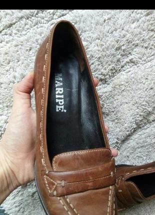 Коричневые кожаные туфли лоферы от maripe италия7 фото