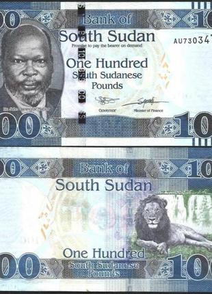 Судан южный / south sudan 100 фунтов - pounds 2017  unc  №004