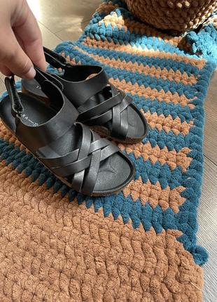 Кожаные сандалии zara босоножки черные 25 размер 17 см3 фото
