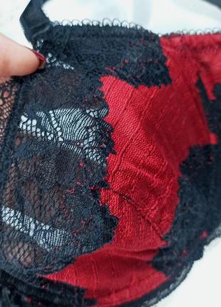 32dd / 70dd шикарный кружевной полупрозрачный бюстгальтер red &amp; black от matalan4 фото