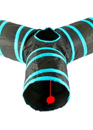 Тунель для кота собаки потрійний чорний + подарунок