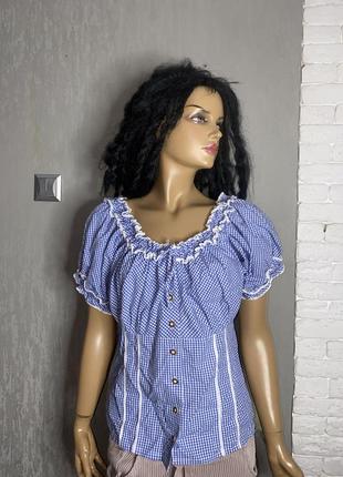 Блуза большого размера блузка в австрийском стиле принт в клетку nockstein trachten, xl 54-56см1 фото