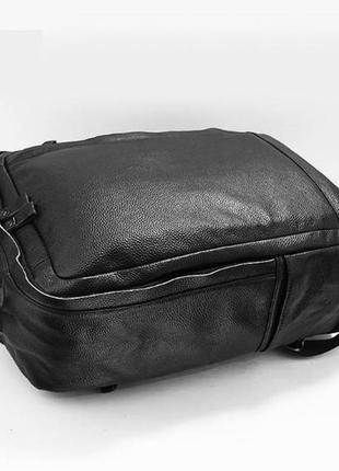 Шкіряний чоловічий рюкзак великий і місткий з натуральної шкіри чорний5 фото