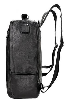Кожаный мужской рюкзак большой и вместительный из натуральной кожи черный4 фото