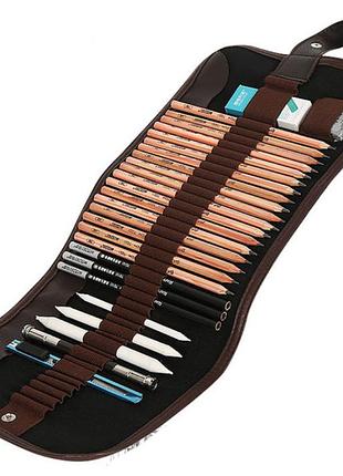 Подарунковий набір олівців з чохлом 29 предметів marco