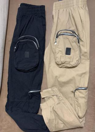 Deadstock стильні котонові нові унісекс штани із накладними карманами4 фото