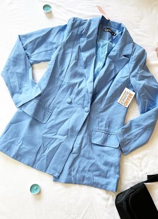 Синий удлиненный пиджак-платье от missguided1 фото
