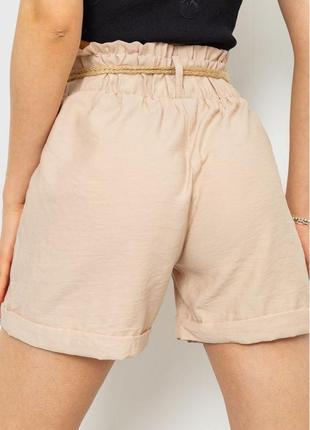 Стильные удобные коттоновые женские шорты с поясом летние женские шорты из коттона4 фото