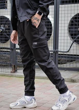 Утепленные брюки карго without reflective softshell black