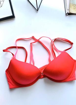👙роскошный красный бюстгалтер без victoria’s secret/гладкий алый лифчик застёжка спереди👙
