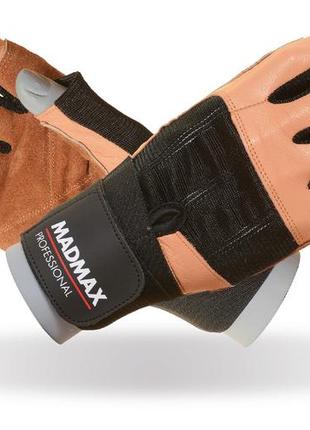 Перчатки для фитнеса и тяжелой атлетики madmax mfg-269 professional brown l
