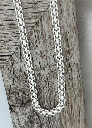 Цепочка серебряная с плетением двойной якорь на шею 60 см8 фото