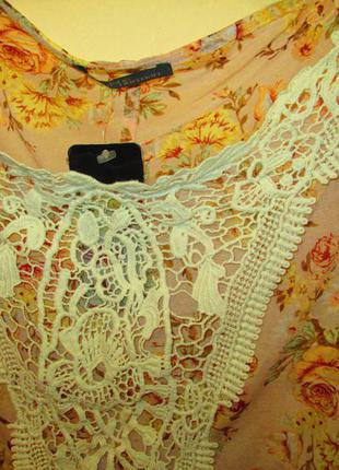Очень красивая стильная блуза jane norman цветы кружево размер 103 фото
