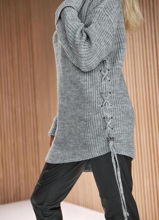 Свободный свитер-туника асимметричного кроя серый цвет. модель 2521 trikobakh4 фото