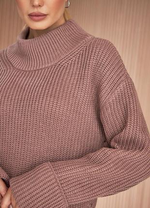 Вільний светр-туніка асиметричного крою колір суха троянда. модель 2521 trikobakh3 фото