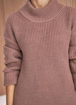 Свободный свитер-туника асимметричного кроя цвет сухая роза. модель 2521 trikobakh9 фото