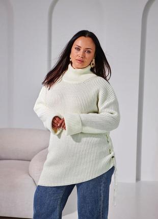 Вільний светр-туніка асиметричного крою колір молочний. модель 2521 trikobakh7 фото