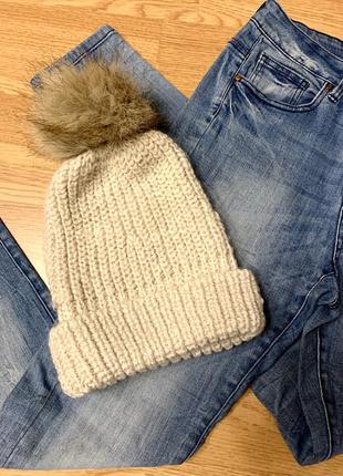 Фірмова шапка з бумбоном h&m,тепла шапочка