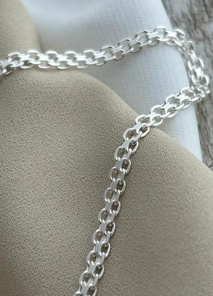 Цепочка из серебра с плетением двойной якорь широкая на шею 50 см