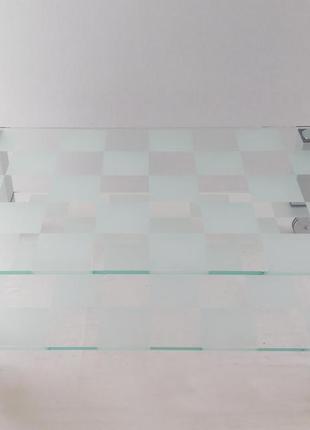 Стіл журнальний на коліщатках зі скла з малюнком на стільниці vito art chess (1100x600)4 фото