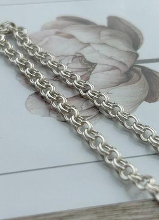 Цепочка из серебра с плетением бисмарк на шею супер легкая 55 см5 фото