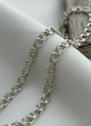 Ланцюжок зі срібла з плетінням бісмарк на шию супер легкий 55 см