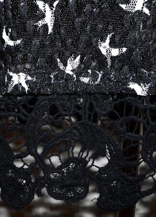 Черное ажурное платье phase eight с белым принтом и кружевом р.m4 фото