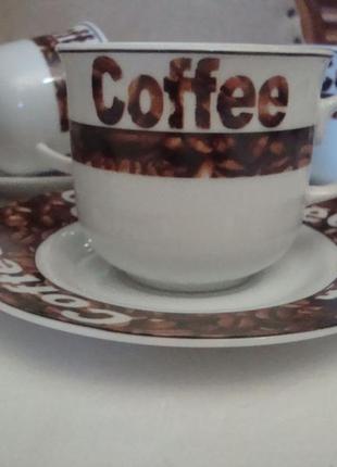 Кофейная двойка 5 шт набор koffee фарфор №ст1412 фото