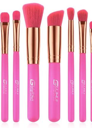 Набір пензлів для макіяжу gungi mini розовий 9 шт