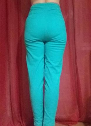 Брюки джинсы женские стрейчевые с высокой талией цвет бирюзовый 46 м3 фото