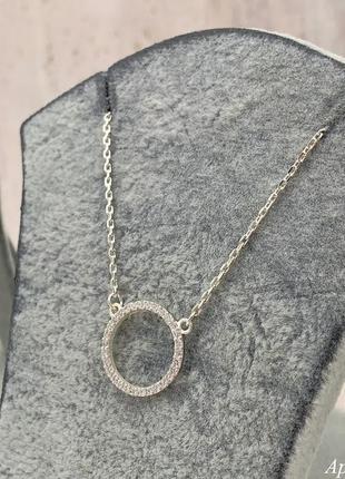 Серебряное колье круг в камнях