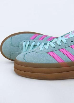 Жіночі кросівки зелені adidas gazelle mint2 фото